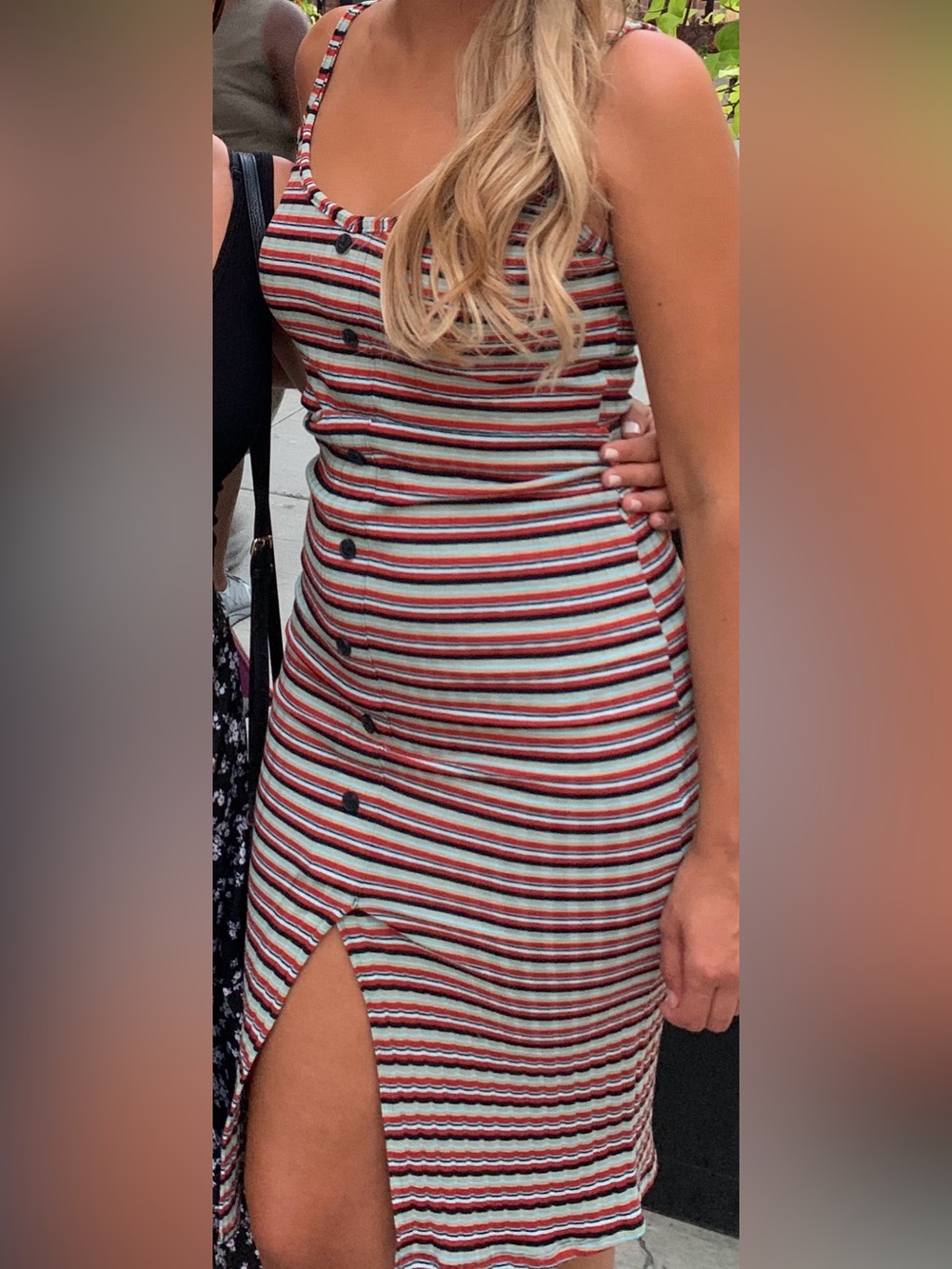 Wild Fable Retro Striped Ribbed Button Front Midi Dress M - Picture 6 of 6